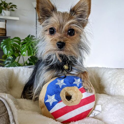 Huxley & Kent for Dogs | Stars & Stripes Donut (Large) | 4th of July Funny Dog Toy | Power Plush Dog Toy with Squeaker | Dog Gift | Fun, Durable, and Safe | H&K Squeaky Dog Toy in Kuwait