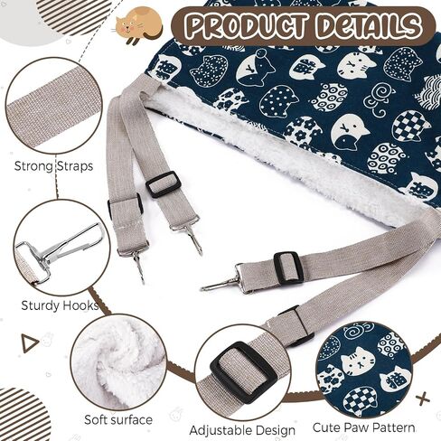 Barydat 6 Pcs Reversible Cat Hammock Bed 18.9 x 15 Inch Soft Breathable Pet Cage Hammock with Adjustable Straps Ferret Hammock Double Sided Cat Hammock Hanging for Kitten Ferret Puppy or Small Pet in Saudi Arabia