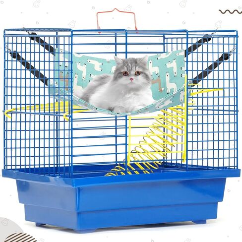 Barydat 6 Pcs Reversible Cat Hammock Bed 18.9 x 15 Inch Soft Breathable Pet Cage Hammock with Adjustable Straps Ferret Hammock Double Sided Cat Hammock Hanging for Kitten Ferret Puppy or Small Pet in Saudi Arabia