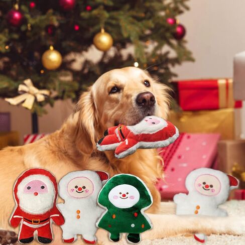 3 PCS Christmas Squeaky Dog Toys - Cute Soft Plush Puppy Toys, Funny Small Dog Chew Toys Santa Snowman and Christmas Tree Dog Toys for Small Medium Dogs in Saudi Arabia