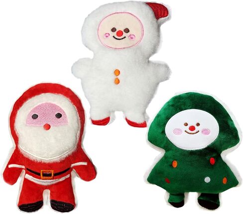 3 PCS Christmas Squeaky Dog Toys - Cute Soft Plush Puppy Toys, Funny Small Dog Chew Toys Santa Snowman and Christmas Tree Dog Toys for Small Medium Dogs in Saudi Arabia