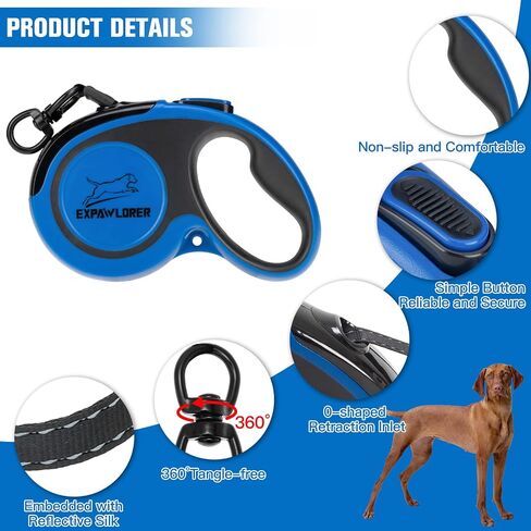 EXPAWLORER Retractable Dog Leash - Chew Proof Double Dog Leash with 2 No Tangle Strong Wire Ropes for 2 Dogs, 16 ft Heavy Duty Walk Dog Leash for Medium and Large Dogs(Black&White) in Kuwait