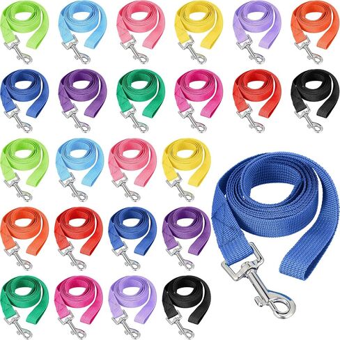 24 Pack Nylon Dog Training Leash Bulk 5 ft Dog Leash for Small and Medium Puppy Traction Rope for Training, Play, Camping, or Backyard, 12 Assorted Colors(Vibrant Colors) in Kuwait