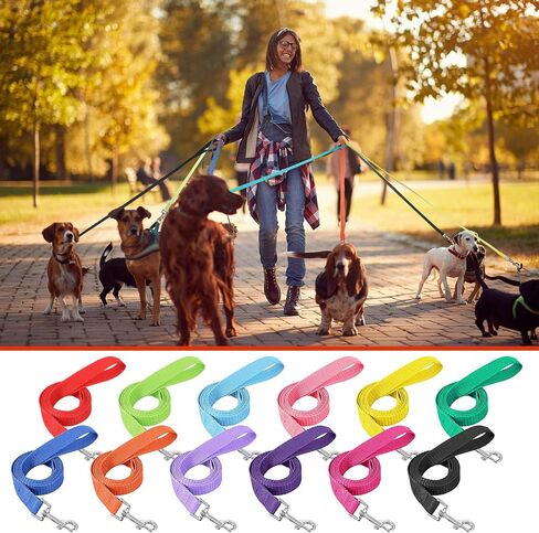 24 Pack Nylon Dog Training Leash Bulk 5 ft Dog Leash for Small and Medium Puppy Traction Rope for Training, Play, Camping, or Backyard, 12 Assorted Colors(Vibrant Colors) in Kuwait
