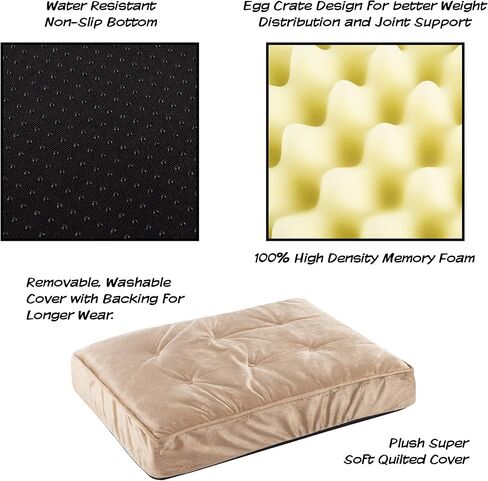 سرير للكلاب من بيت ميكر مع غطاء قابل للإزالة - سرير للحيوانات الأليفة مقاس 26 × 19 - سرير للكلاب على شكل قفص بيض بحجم 4.5 بوصة مصنوع من إسفنج ميموري فوم لتقويم العظام وسرير قفص غير قابل للانزلاق (أسمر) in Kuwait