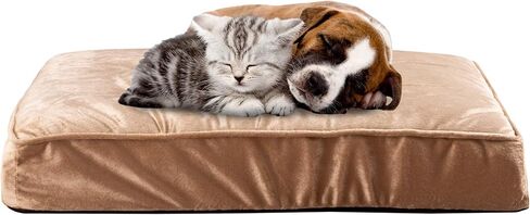 سرير للكلاب من بيت ميكر مع غطاء قابل للإزالة - سرير للحيوانات الأليفة مقاس 26 × 19 - سرير للكلاب على شكل قفص بيض بحجم 4.5 بوصة مصنوع من إسفنج ميموري فوم لتقويم العظام وسرير قفص غير قابل للانزلاق (أسمر) in Kuwait