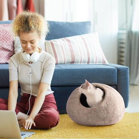Cat Cave Bed -Handmade Wool Cat Bed Cave, Cat Bed Cat House, Felt Cat Caves for Indoor Cats and Kittens in Saudi Arabia
