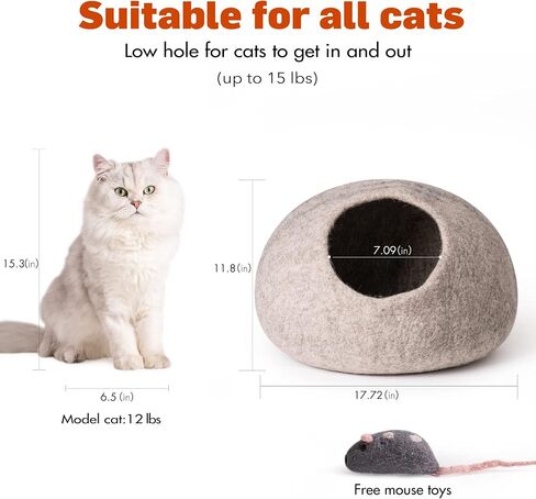 Cat Cave Bed -Handmade Wool Cat Bed Cave, Cat Bed Cat House, Felt Cat Caves for Indoor Cats and Kittens in Saudi Arabia