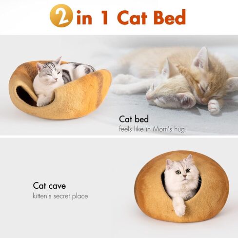 Cat Cave Bed -Handmade Wool Cat Bed Cave, Cat Bed Cat House, Felt Cat Caves for Indoor Cats and Kittens in Saudi Arabia