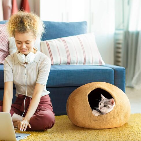 Cat Cave Bed -Handmade Wool Cat Bed Cave, Cat Bed Cat House, Felt Cat Caves for Indoor Cats and Kittens in Saudi Arabia