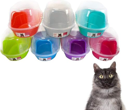 Jumbo Hooded Cat Litter Box, Extra Large, Light Blue in Saudi Arabia