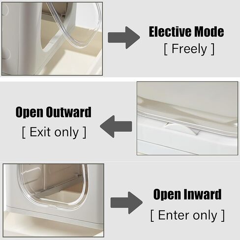 Vealind Covered Cat Litter Box with Sifting Lid, Kitty Litter Box Enclosure, Top Entry Enclosed Litter Box with Litter Scooper and Brush, Black & White Easy Clean Hooded Travel Litter Box for Cats in Kuwait