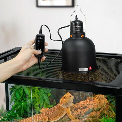 REPTIZOO Reptile Light Fixture with Timer, 5.5 Inch Deep Dome Lamp Fixture with Light Bulb Timer Controller Optical Reflection Cover for Reptile Glass Terrariums in Saudi Arabia