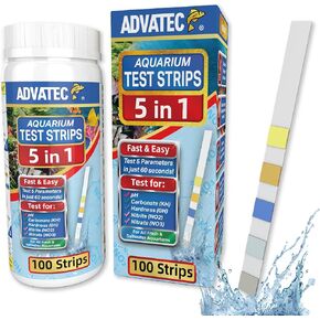 5 in 1 Aquarium Test Strips - for Fresh/Salt Water Aquariums, Lab Grade, Measure pH, Carbonate, General Hardness, Nitrite and Nitrate, for Professional Or Home Use - Fast & Accurate (25 Count)
