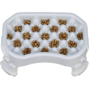Neater Pet Brands - وعاء تغذية بطيء مرتفع للكلاب من Neater - ارتفاع طعام مرتفع وقابل للتعديل - (عشاء مزدوج/مع وعاء معدني، جونميتال) in Kuwait