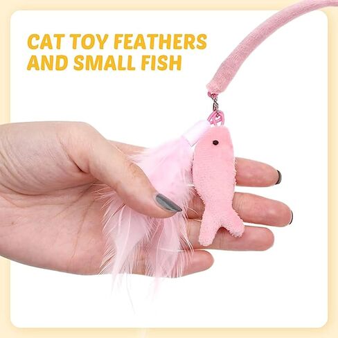 Muimray قطعتان من ألعاب قبعات ريش القطط، لعبة قطط مثبتة على الرأس، لعبة ريشة قبعة قطط تفاعلية مع خطاف للخدمة الذاتية للقطط الصغيرة في الأماكن المغلقة in Kuwait