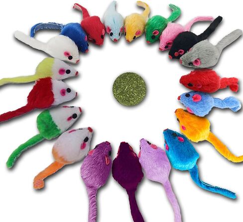 Furry Cat Toys Mice Rattle Interactive Mouse Toy for Indoor Cats Catnip Ball Pet Play Fur Ball Rabbit Assorted Color in Saudi Arabia