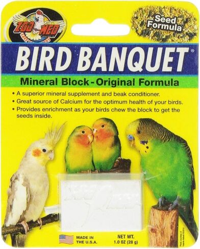 كتلة معدنية للولائم من Zoo Med Bird - تركيبة البذور الأصلية صغيرة - كتلة واحدة - 1 أونصة - عبوة من 4 قطع in Saudi Arabia