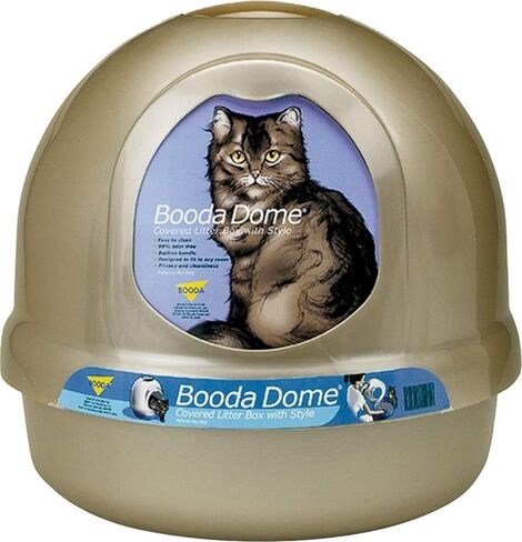 Petmate Booda Clean Step Cat Litter Box Dome (Made in the USA with 95% Recycled Materials)- Pearl White, Made in USA in Kuwait