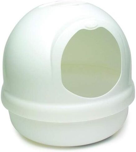 Petmate Booda Clean Step Cat Litter Box Dome (Made in the USA with 95% Recycled Materials)- Pearl White, Made in USA in Kuwait