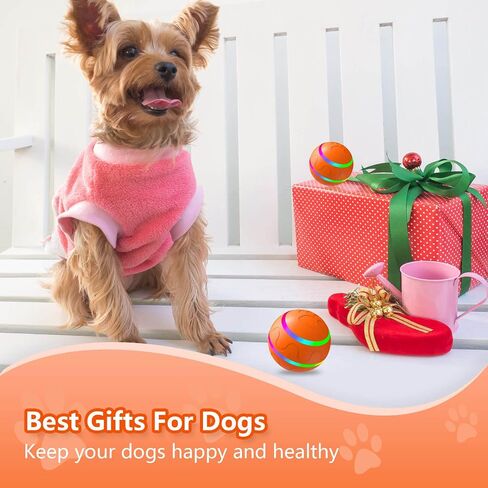 Interactive Dog Ball Toy, Smart Tennis Pets Chew Toys, Electric Launcher Durable Automatic Rolling Balls for Dogs, Cat, Bouncing Busy Ball for Small&Large Pet (Orange Automatic) in Saudi Arabia