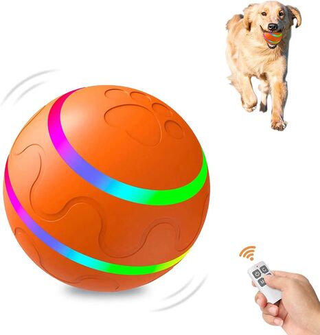 Interactive Dog Ball Toy, Smart Tennis Pets Chew Toys, Electric Launcher Durable Automatic Rolling Balls for Dogs, Cat, Bouncing Busy Ball for Small&Large Pet (Orange Automatic) in Saudi Arabia