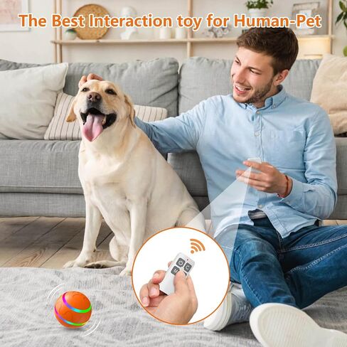Interactive Dog Ball Toy, Smart Tennis Pets Chew Toys, Electric Launcher Durable Automatic Rolling Balls for Dogs, Cat, Bouncing Busy Ball for Small&Large Pet (Orange Automatic) in Saudi Arabia