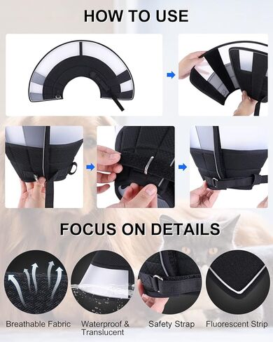 طوق مخروطي للكلاب بعد الجراحة، مخروط ناعم لتعافي الكلاب، مخاريط للكلاب قابلة للتنفس للكلاب الصغيرة الكبيرة والمتوسطة، طوق تعافي الكلاب قابل للتعديل للحيوانات الأليفة، طوق إلكتروني آمن لشفاء الجروح  (كبير) in Kuwait