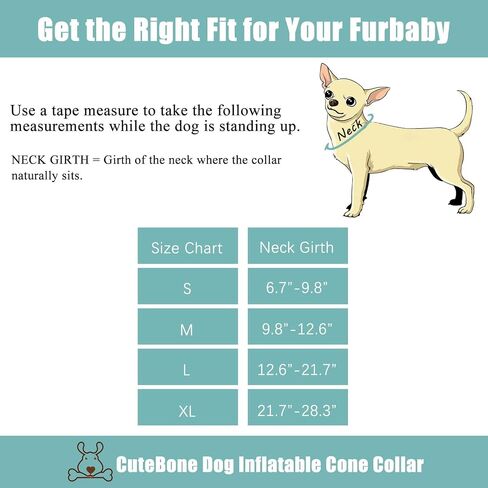 CuteBone Inflatable Dog Cone with Removable Soft Fleece Covers for Small/Medium/Large Dogs and Cats Neck Donut Collar After Surgery GWB06L in Saudi Arabia