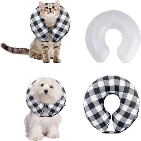 CuteBone Inflatable Dog Cone with Removable Soft Fleece Covers for Small/Medium/Large Dogs and Cats Neck Donut Collar After Surgery GWB06L in Saudi Arabia