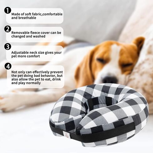 CuteBone Inflatable Dog Cone with Removable Soft Fleece Covers for Small/Medium/Large Dogs and Cats Neck Donut Collar After Surgery GWB06L in Saudi Arabia
