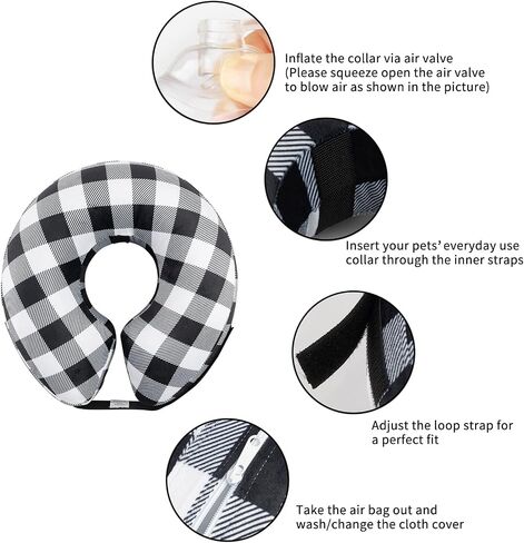 CuteBone Inflatable Dog Cone with Removable Soft Fleece Covers for Small/Medium/Large Dogs and Cats Neck Donut Collar After Surgery GWB06L in Saudi Arabia