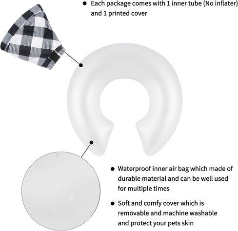CuteBone Inflatable Dog Cone with Removable Soft Fleece Covers for Small/Medium/Large Dogs and Cats Neck Donut Collar After Surgery GWB06L in Saudi Arabia