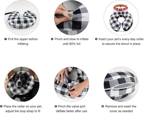 CuteBone Inflatable Dog Cone with Removable Soft Fleece Covers for Small/Medium/Large Dogs and Cats Neck Donut Collar After Surgery GWB06L in Saudi Arabia