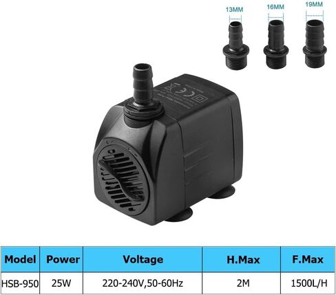 Submersible Sump Pump Submersible Water Pump, Ultra-quiet Fountain Water Pump 15W 25W 220V Filter Fish Pond Aquarium Water Tank Fountain Transfer Pump (Color : 25W 1500L H) in Saudi Arabia
