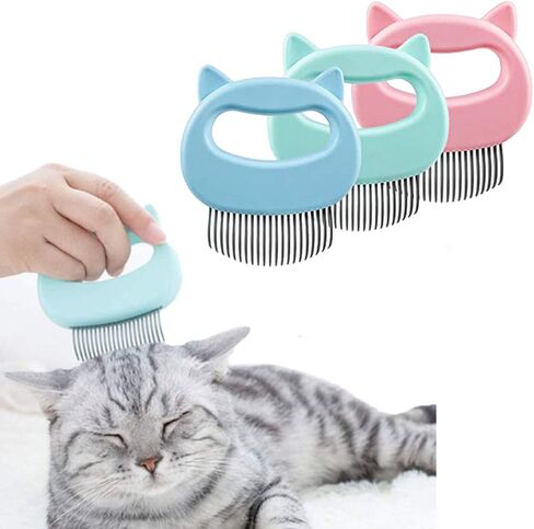 Luckgy 3 Pcs Cat Dog Comb Pet Hair Grooming Massage Comb, Cat Dog Hair Shedding Brush Pet Shell Comb for Removing Matted Tangled Fur and Loose Hair (Blue,Green, Pink) in Saudi Arabia