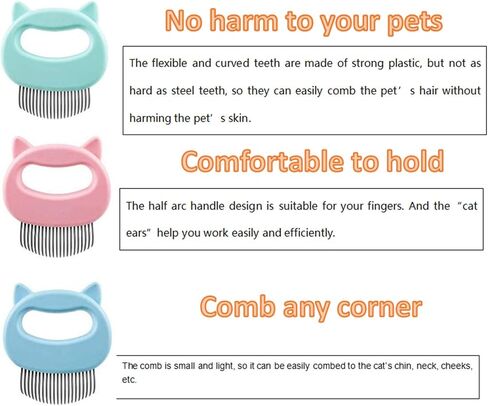 Luckgy 3 Pcs Cat Dog Comb Pet Hair Grooming Massage Comb, Cat Dog Hair Shedding Brush Pet Shell Comb for Removing Matted Tangled Fur and Loose Hair (Blue,Green, Pink) in Saudi Arabia
