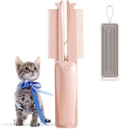 مشط القطط 3 في 1 من مولي باوز لشعر القطط الداخلي غير اللامع، مشط الحيوانات الأليفة للتزيين، أداة فرشاة للكلاب ذات أسنان مستديرة مسطحة لإزالة التشابك، إزالة التشابك، إزالة المعطف السفلي، مزيل فراء الحيوانات الأليفة لملابس أريكة الأثاث in Kuwait