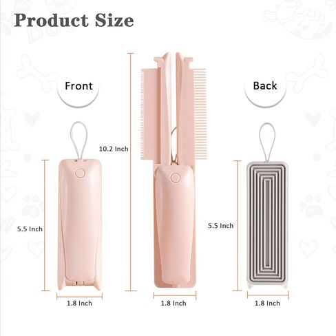 مشط القطط 3 في 1 من مولي باوز لشعر القطط الداخلي غير اللامع، مشط الحيوانات الأليفة للتزيين، أداة فرشاة للكلاب ذات أسنان مستديرة مسطحة لإزالة التشابك، إزالة التشابك، إزالة المعطف السفلي، مزيل فراء الحيوانات الأليفة لملابس أريكة الأثاث in Kuwait