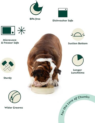Silicone Slow Feeder Dog Bowls | Dog Slow Feeder for Large & Small Breeds | No-Gulp & Non-Slip Puzzle Feeder with Wide Grooves | Beige in Saudi Arabia