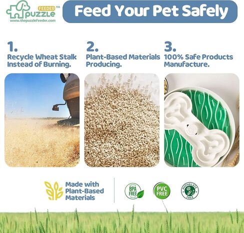 Dog Bowls for Small Dogs,Slow Feeder Dog Bowls for Dry, Wet and Raw Food, Dog Puzzle Feeder with Slow Feeder Insert, Puppy Bowls 7.5 Inch, Green in Saudi Arabia