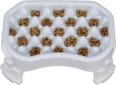 Neater Pet Brands - وعاء تغذية بطيء مرتفع للكلاب من Neater - ارتفاع طعام مرتفع وقابل للتعديل - (عشاء مزدوج/مع وعاء معدني، جونميتال) in Kuwait