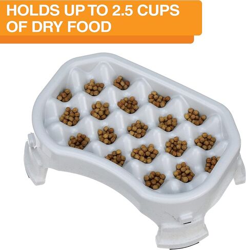 Neater Pet Brands - وعاء تغذية بطيء مرتفع للكلاب من Neater - ارتفاع طعام مرتفع وقابل للتعديل - (عشاء مزدوج/مع وعاء معدني، جونميتال) in Kuwait