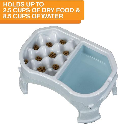 Neater Pet Brands – Neater Raised Slow Feeder Dog Bowl – Elevated and Adjustable Food Height - (2.5 Cup, Aquamarine) in Saudi Arabia
