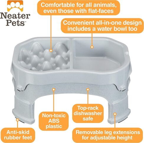 Neater Pet Brands – Neater Raised Slow Feeder Dog Bowl – Elevated and Adjustable Food Height - (2.5 Cup, Aquamarine) in Saudi Arabia