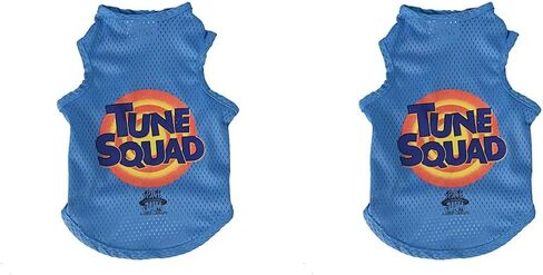 قميص بدون أكمام للكلاب من لوني تونز Space Jam 2 Tune Squad، مقاس XL للكلاب | قميص لوني تونز سبيس جام جيرسي، قميص شبكي أزرق للكلاب الكبيرة من فيلم سبيس جام in Kuwait