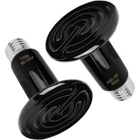 WUHOSTAM 2 Pack 50W Yellow Ceramic Heat Lamp, Infrared Reptile Emitter Bulb for Pet Coop Heater, Lizard, Turtle, Snake,Aquarium, No Harm No Light, ETL Listed