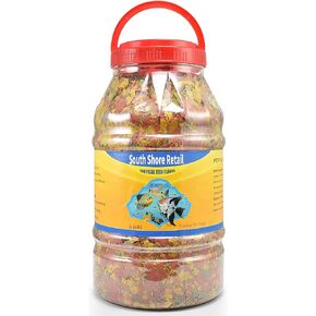 Premium Color Enhancing Tropical Fish Food Flakes - 2.5lb Bulk Fish Food| Suitable for all Freshwater, Marine, Pond, And Goldfish | Nutritious Diet with Shrimp, Plankton, and Spirulina