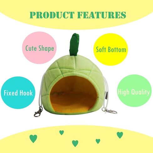 denzus 2 حزمة منزل سرير الهامستر، أرجوحة الفئران لطيف، الشتاء الدافئ الصوف الحيوانات الصغيرة قفص عش للطيور / الماوس / خنزير غينيا الصغيرة / بطة صغيرة، الحيوانات الأليفة النوم الملحقات (الأناناس) in Kuwait