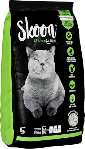 (1 Bag) Skoon All-Natural Cat Litter, 8 lbs - Light-Weight, Non-Clumping, Low Maintenance, Eco-Friendly - Absorbs, Locks and Seals Liquids for Best Odor Control. in Kuwait